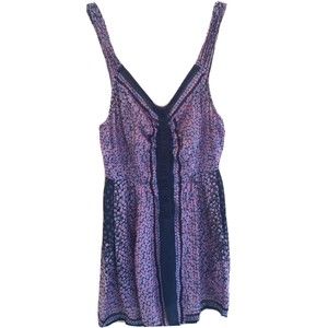 Free People Floral Cami Size 0 tank Top Sleeveless Shirt Purple Navy